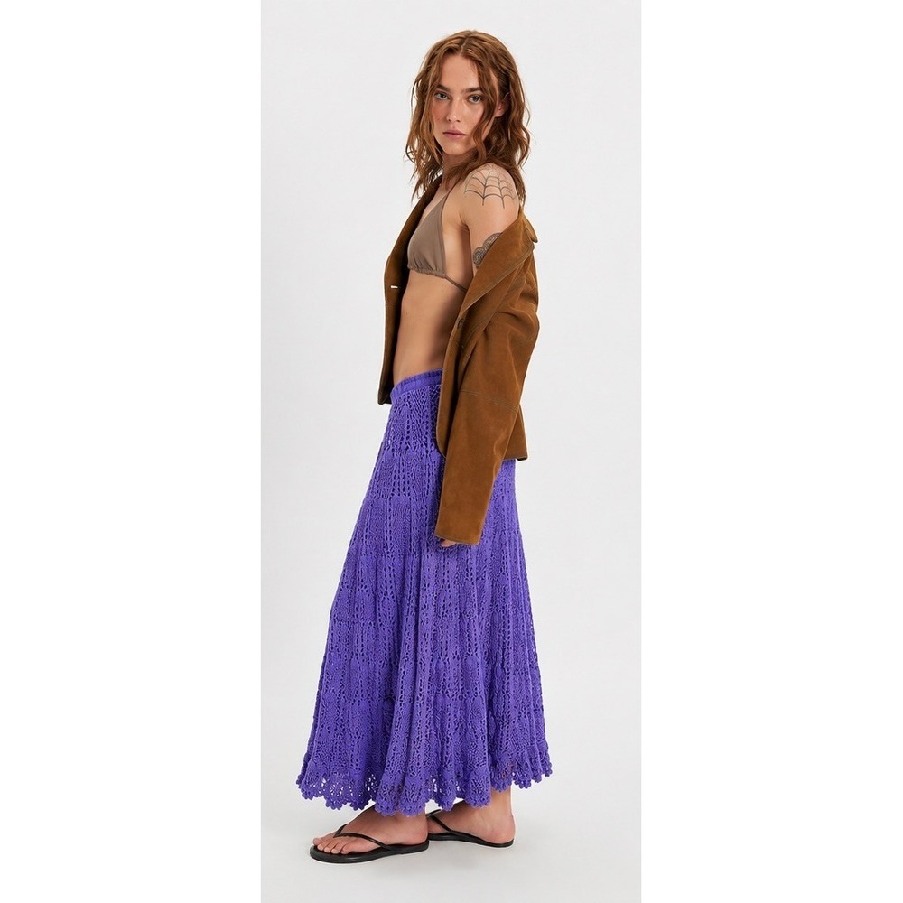 Brownstone Studio New York Purple Crochet Maxi Skirt Boho Festival Cottagcore XL - Picture 2 of 7